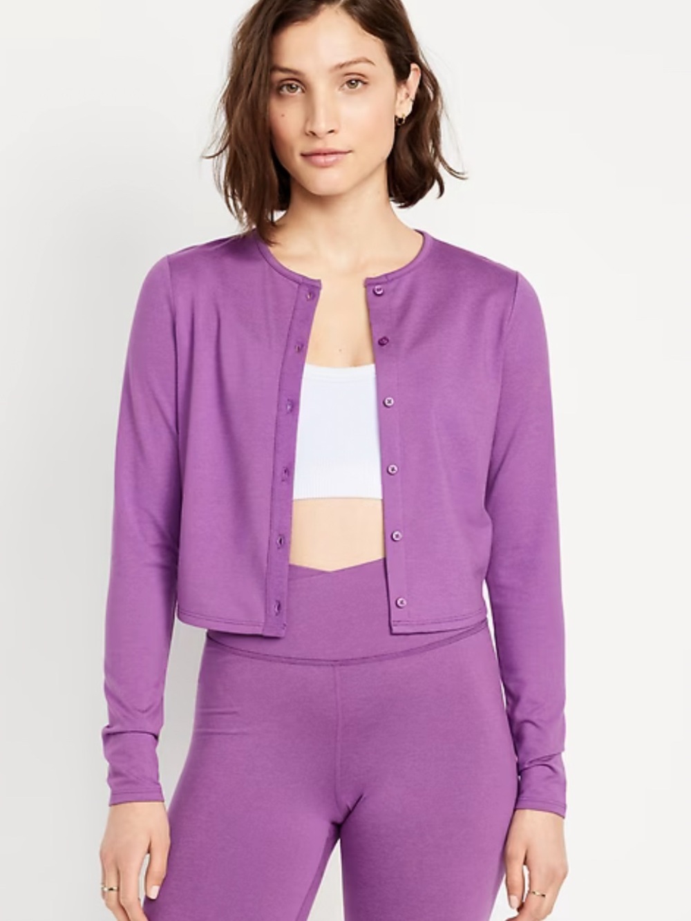 Old Navy Active CloudComfy Lilac Sunset Cardigan & Extra High-Rise Leggings Set